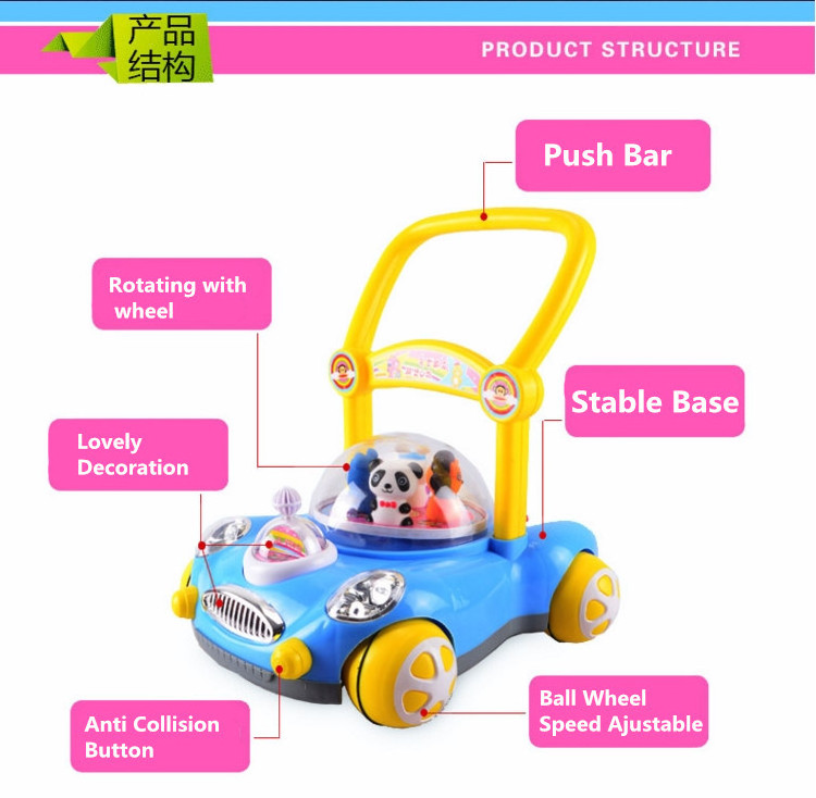 JXB Hot Selling New Model Musical Rubber Wheel Baby Walker for Baby