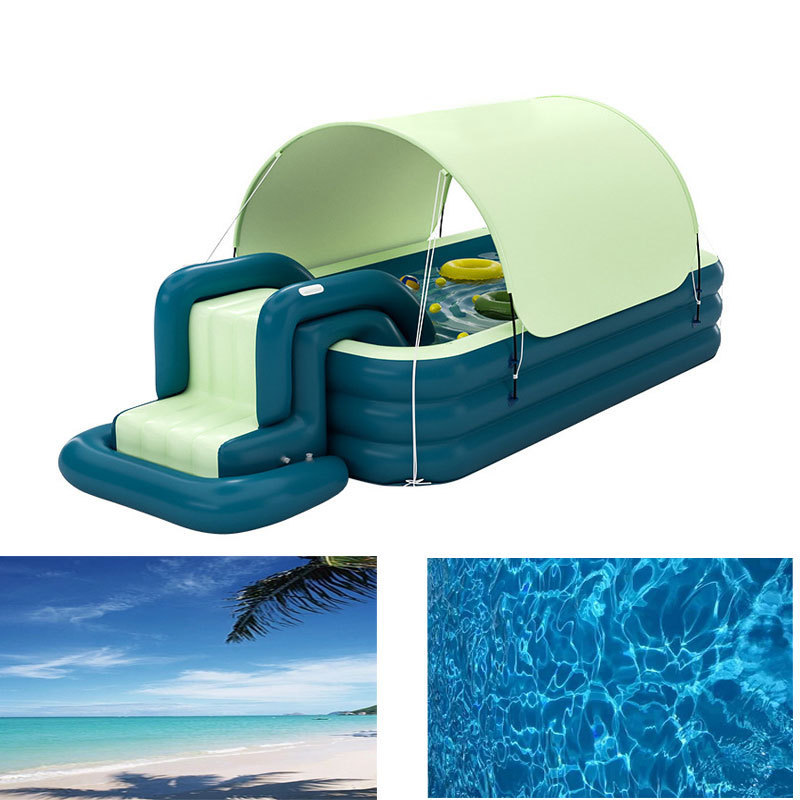 JXB Automatic Swimming Pool for Kids and Adults Inflatable with Canopy Slide Swimming Pool Inflatable