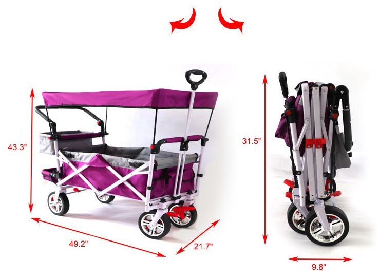 JXB Push And Pull Outdoor Camping Beach Lightweight Outdoor Folding Stroller Beauty Wagon Kids Cart With Wide Wheel For Sale