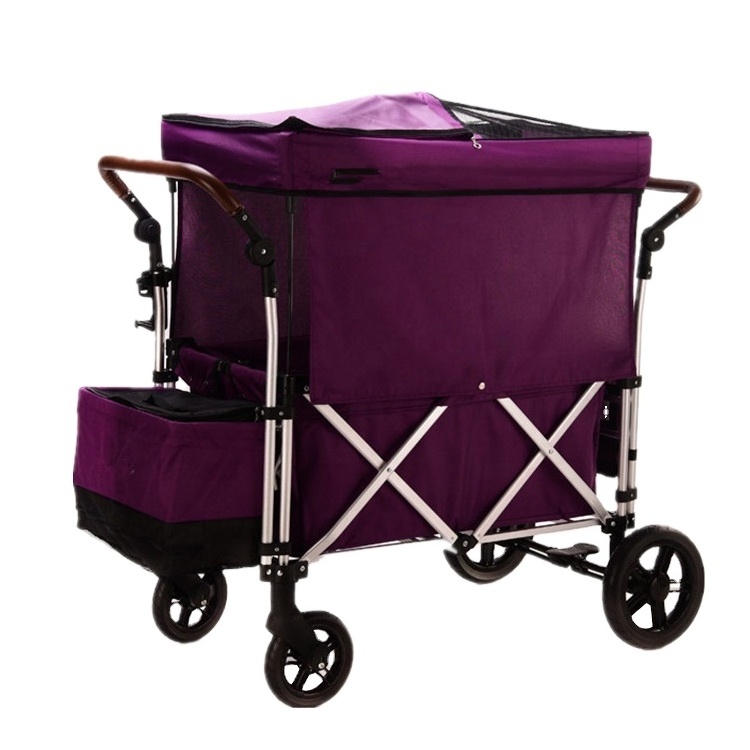 JXB All Terrain Foldable Wagon Stroller With Canopy Stroller Camping Trolley Wagon