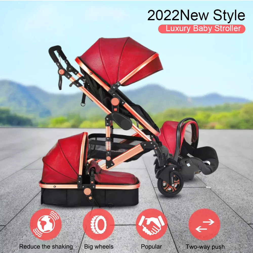 JXB Christmas EN1888 Wholesale Baby Stroller 3 in 1 Good Quality  New Design Black Luxury Baby Carriage For Sale