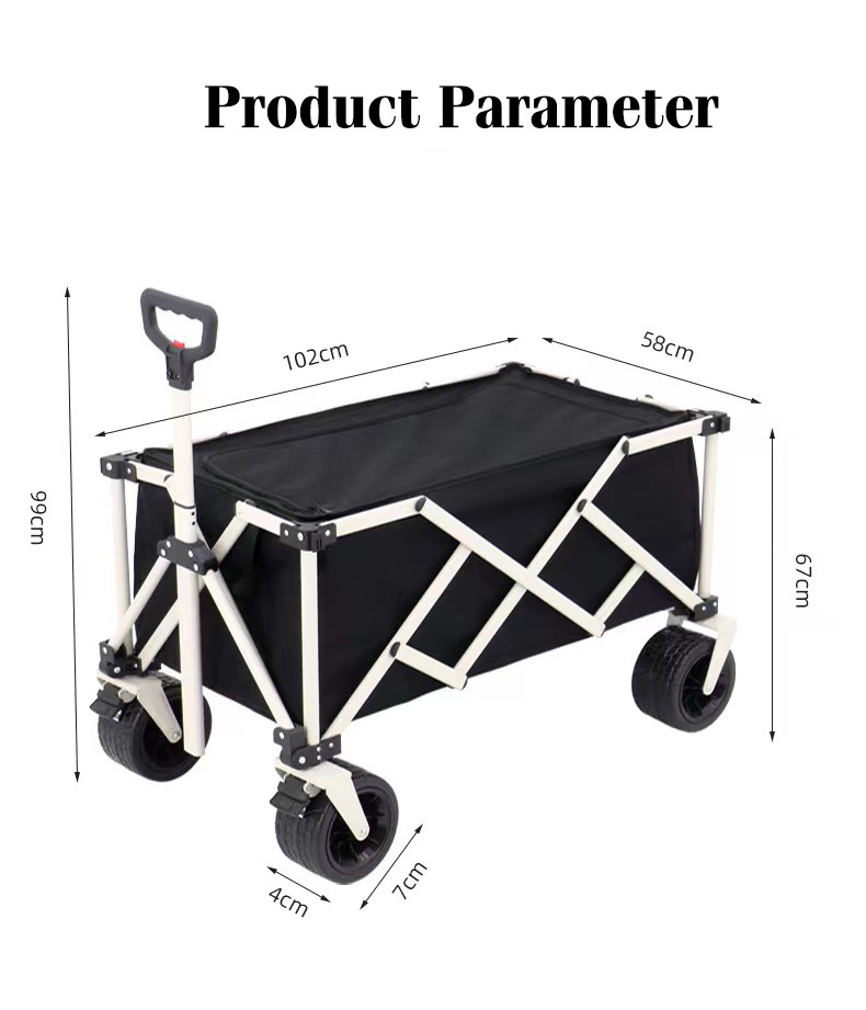 JXB Hot Sale Lightweight Portable Camping Outdoor Folding Cart Picnic Wagon with Big Wheels for Garden