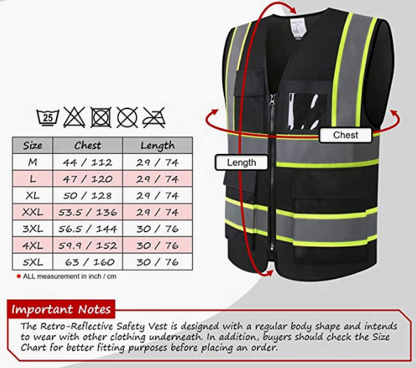 Reflective High Visibility Construction Safety Vest for Men Women with Pockets Zipper