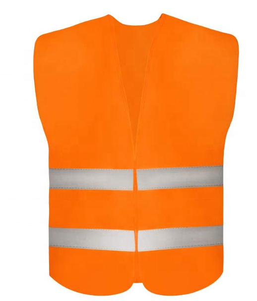 Neon Orange Mesh Fabric Construction Clothing Reflective Vest with 2 Reflective Strips, Safety Vest for Traffic Work