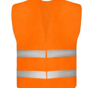 Neon Orange Mesh Fabric Construction Clothing Reflective Vest with 2 Reflective Strips, Safety Vest for Traffic Work