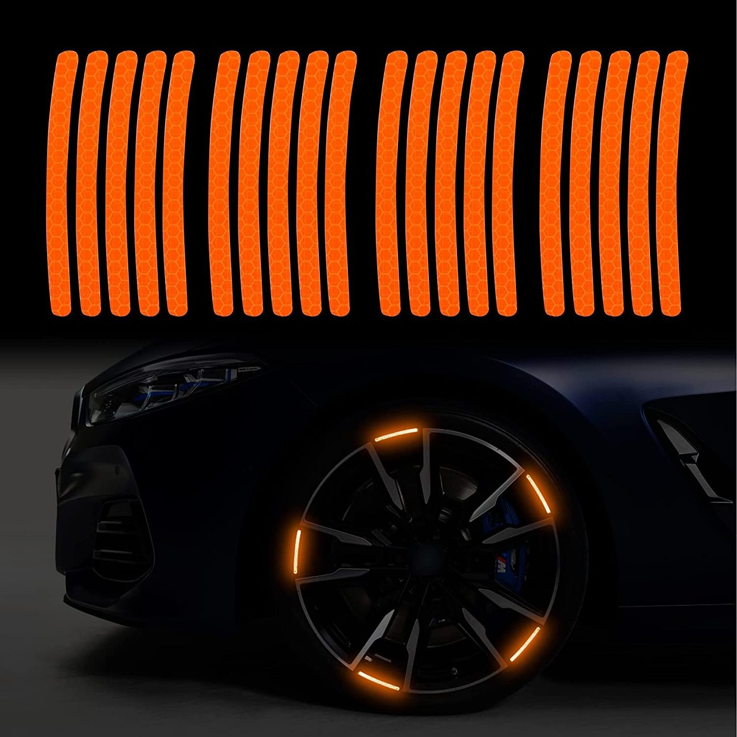 Car Wheel Rim Reflective Decal Stripes Car Stickers Automotive Decals Hash Wheels Tire Rim Safety Reflective Stickers