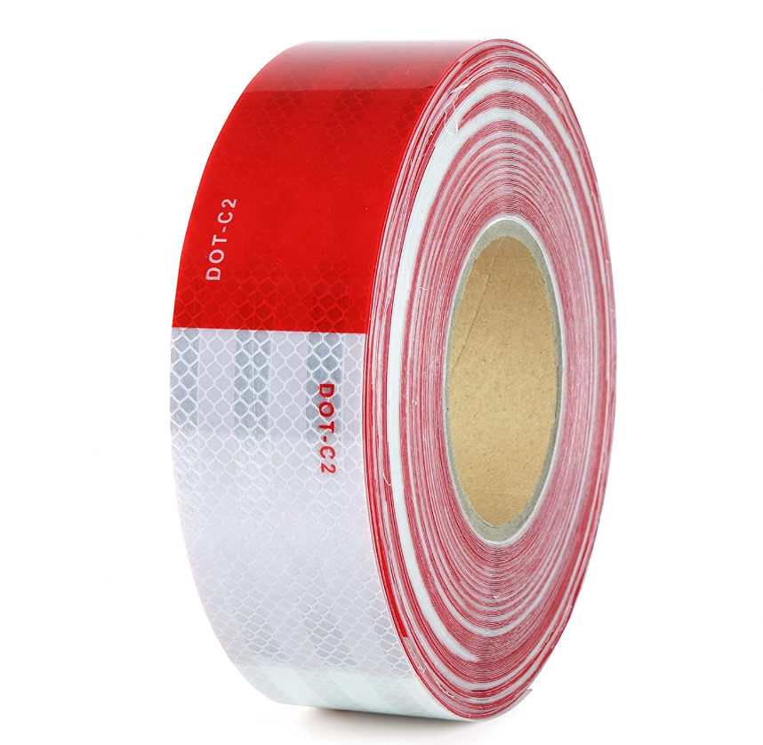 Cheap DOT C2 Reflective Self-Adhesive Safety Sticker Tape Red White Retro reflective Conspicuity Marking Tape For Trailer Truck