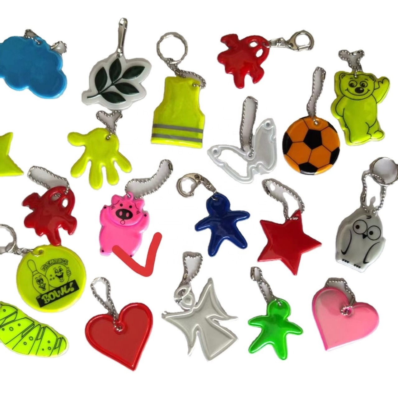 Customized reflective PVC keychain, plastic reflector, soft promotional PVC reflective key chains