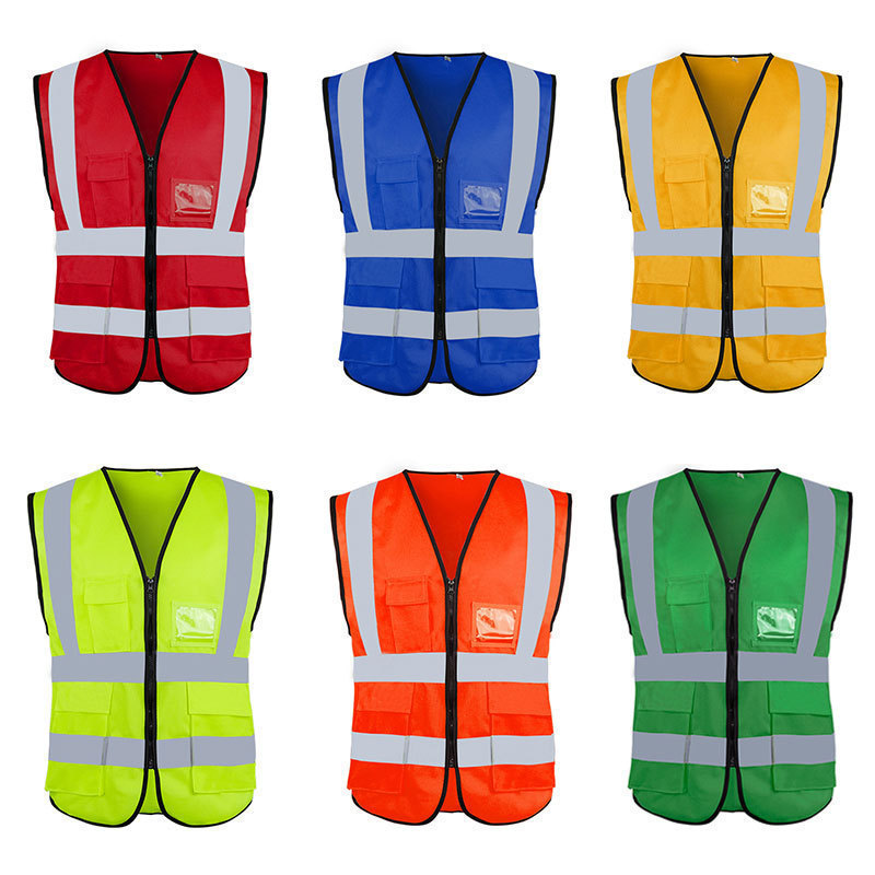 High Visible Security Reflective Vest 100% Polyester Fabric Safety Vest with Logo Fluorescent