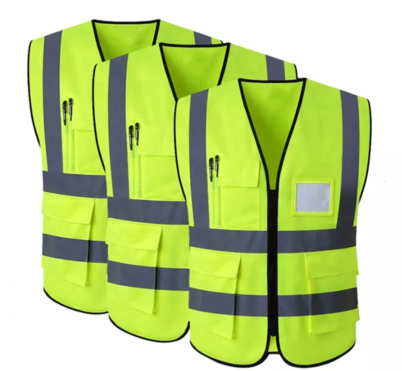 High Visibility Security Clothing Reflective Safety Vest for Women Men with Pockets Zipper Front