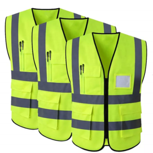 High Visibility Security Clothing Reflective Safety Vest for Women Men with Pockets Zipper Front