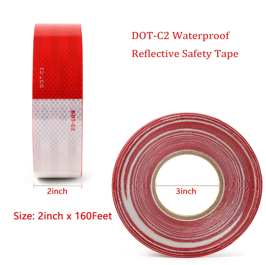 Cheap DOT C2 Reflective Self-Adhesive Safety Sticker Tape Red White Retro reflective Conspicuity Marking Tape For Trailer Truck