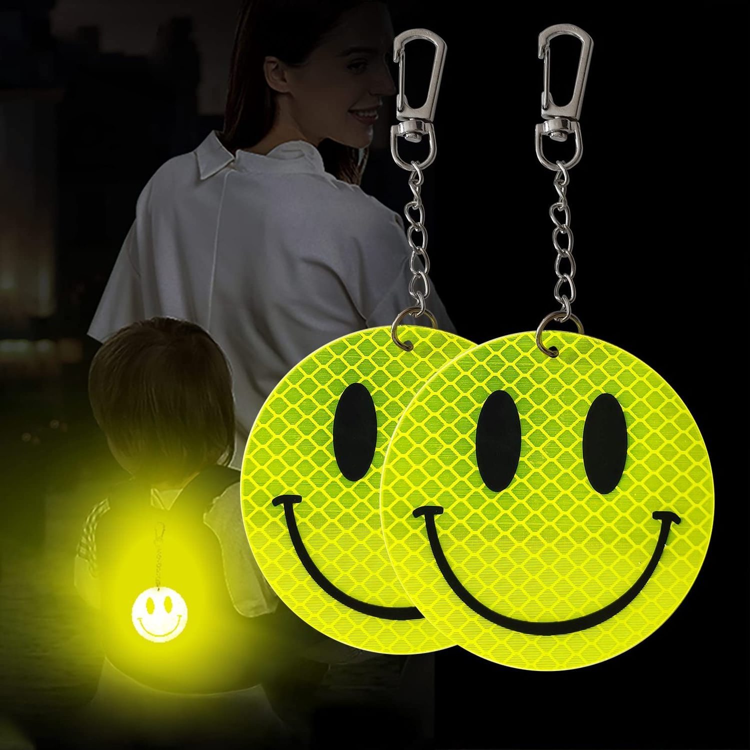 PVC Backpack Pendant Schoolbag Reflective Keychain Safety Reflectors Plastic Key Chain for Children Walking at Night