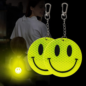 PVC Backpack Pendant Schoolbag Reflective Keychain Safety Reflectors Plastic Key Chain for Children Walking at Night