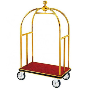 XINGPAI hotel equipment custom stainless steel luxury birdcage gold hotel lobby luggage hotel trolly cart