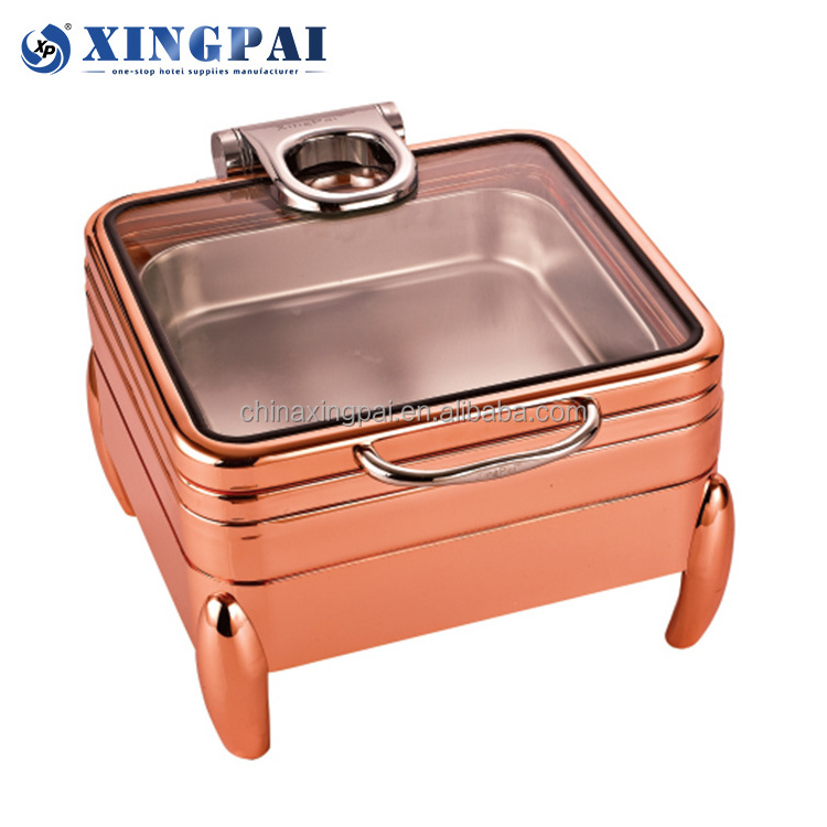 XINGPAI dubai catering equipment chaffing dishes buffet catering stainless steel buffet food warmer with glass lid