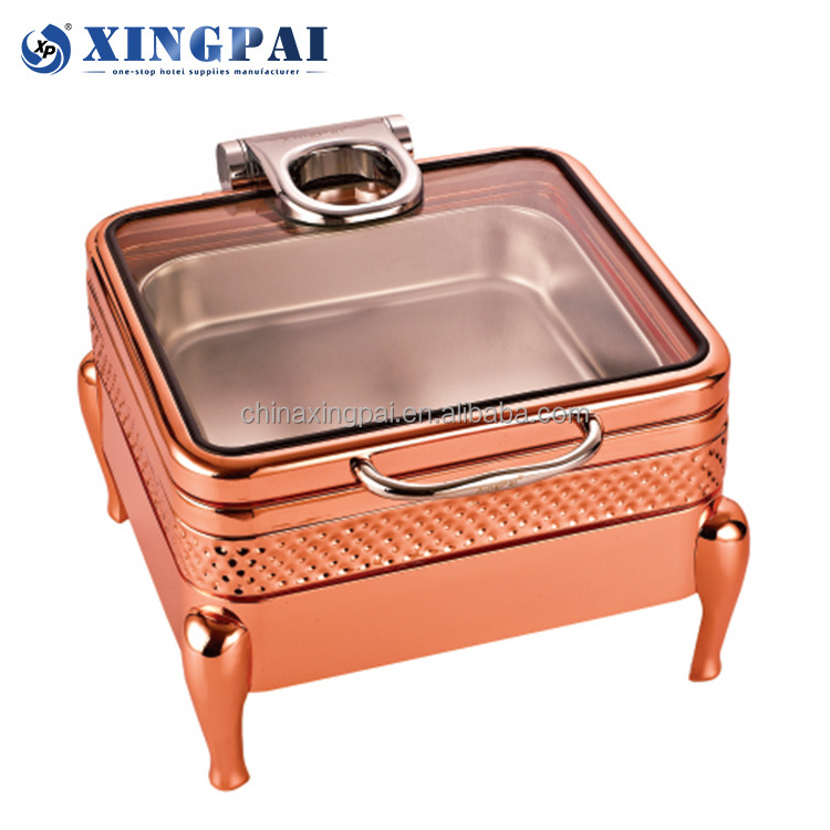 XINGPAI dubai catering equipment chaffing dishes buffet catering stainless steel buffet food warmer with glass lid