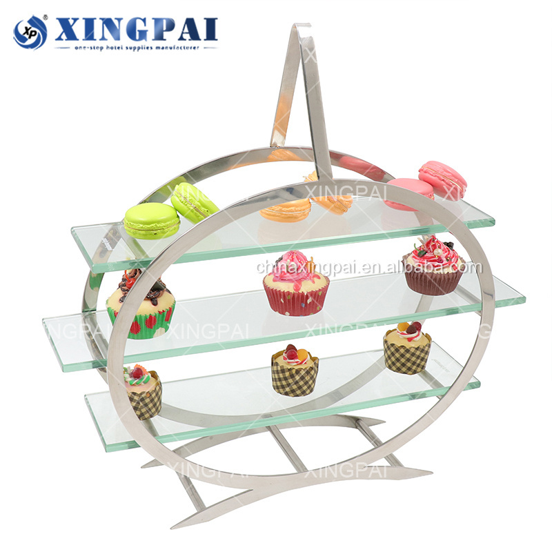 XINGPAI buffet equipment stainless steel display stand four tiers food risers for catering hotel