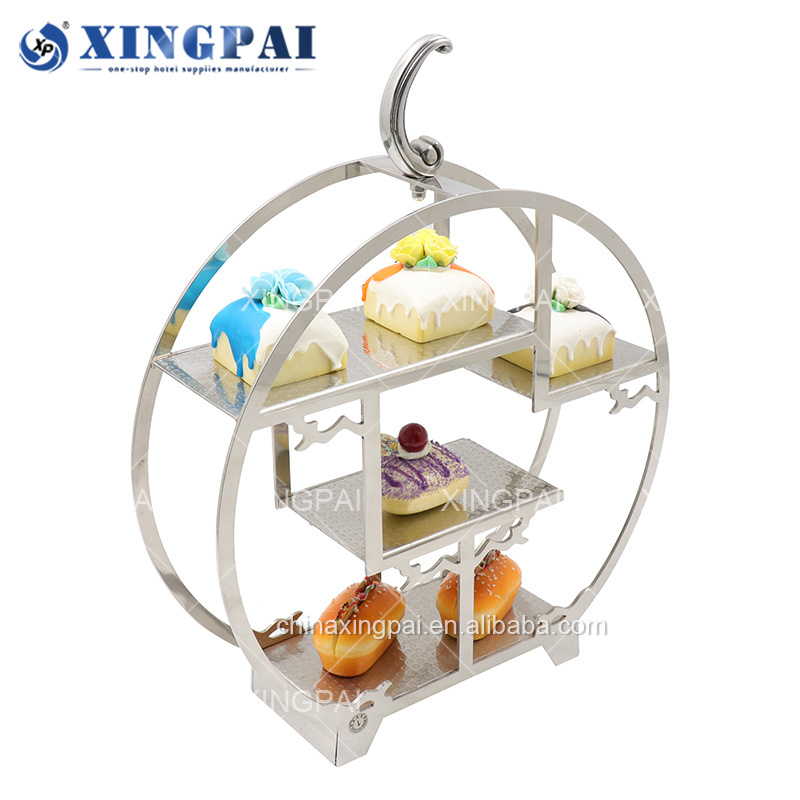 XINGPAI buffet equipment stainless steel display stand four tiers food risers for catering hotel