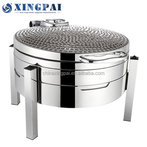 XINGPAI catering equipment stainless steel hammered 6 L chaffing dishes buffet round chafing dish buffet set