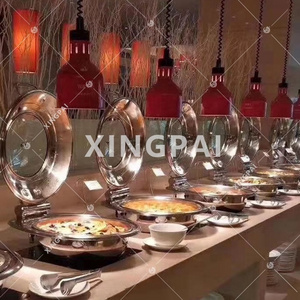 XINGPAI restaurant equipment luxury copper chafing dish stainless steel round chafing dish buffet set for catering