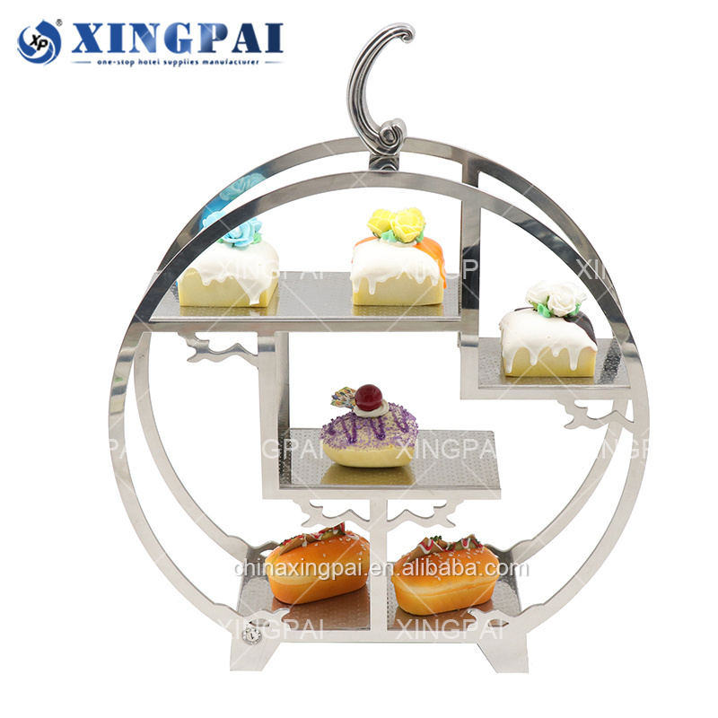 XINGPAI buffet equipment stainless steel display stand four tiers food risers for catering hotel