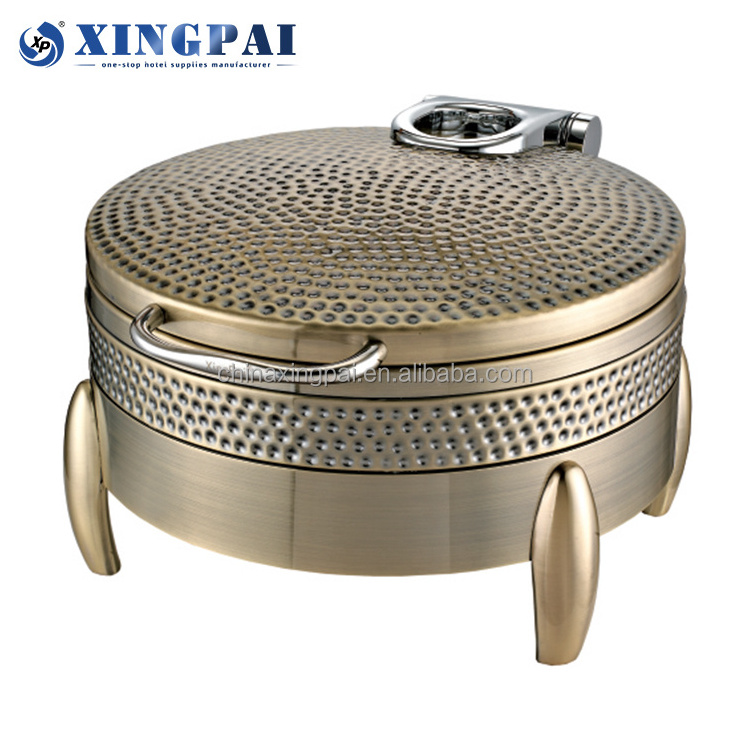 XINGPAI chafing dish catering equipment hammered round chafing dish electric buffet food warmer with steel lid