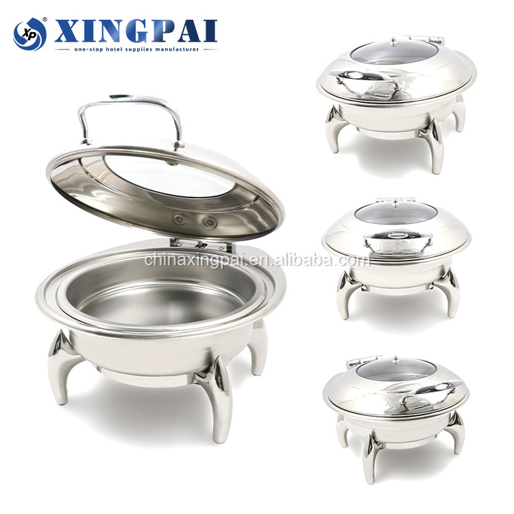 XINGPAI restaurant equipment luxury copper chafing dish stainless steel round chafing dish buffet set for catering