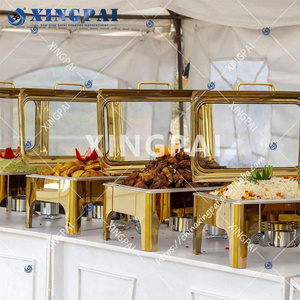 XINGPAI commercial restaurant equipment rectangular golden chaffing dishes buffet food warmer chafing dishes for catering