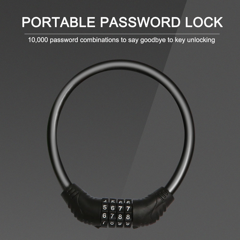 Alloy Bicycle Lock Mountain Bike Waterproof Five Password Anti-theft Wire Lock Electric Bicycle Motorcycle Padlock Helmet Lock