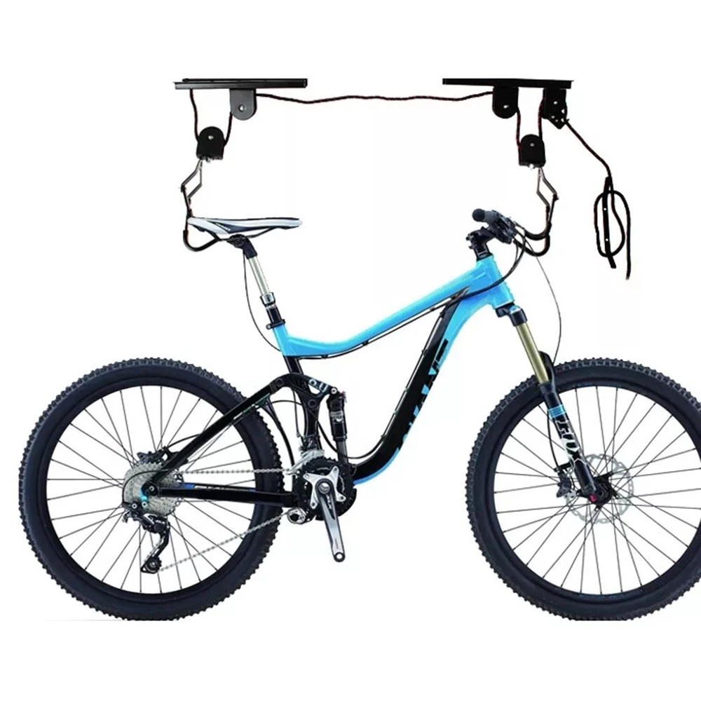 Bicycle Hoist Garage Storage Bike Lift Pulley System with 60kg Bearing Overhead Bike Rack Heavy Duty Ceiling Bicycle Hanger