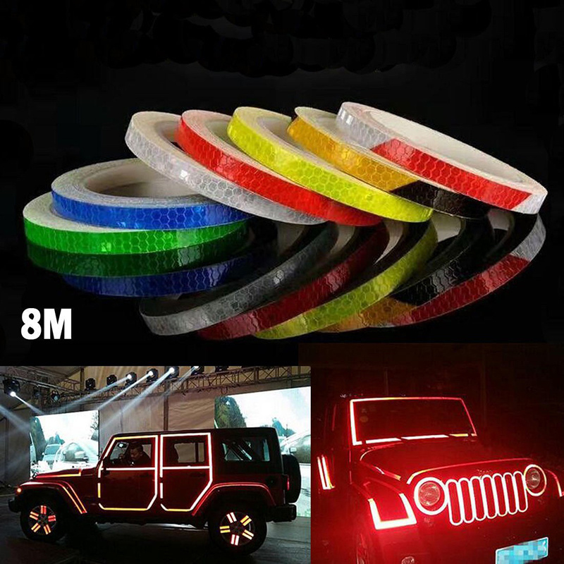 1cm*8m Car Styling Reflective Stripe Tape DIY Stickers Automotive Bike Body Motorcycle Wheel Hub Stripe Decal Safety Warning