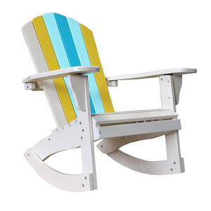 Modern American Style Luxury Adirondack Recliner Unique White Wooden Outdoor Rocking Chair for Beach Garden Patio Porch Balcony