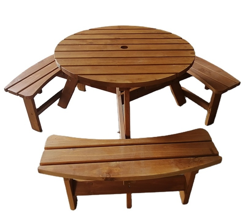 Modern Outdoor Garden Furniture Set Dining Picnic Table and Wooden Chair Seat for Patio and Living Room Use