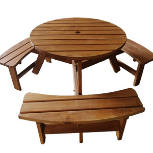 Modern Outdoor Garden Furniture Set Dining Picnic Table and Wooden Chair Seat for Patio and Living Room Use