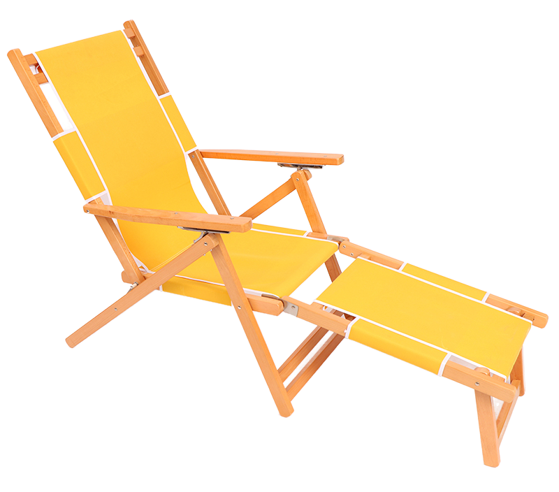 Luxury Waterproof Wooden Outdoor Furniture Fabric Sun Tanning Chaise Chair for Courtyard Deck Resort Beach Pool Lounger