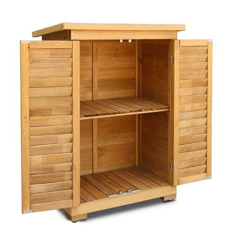 Eco-Friendly Flat Pack Lockable Small Waterproof Cedar Timber Wooden Balcony Backyard Patio Garden Tool Shed Outdoor Storage