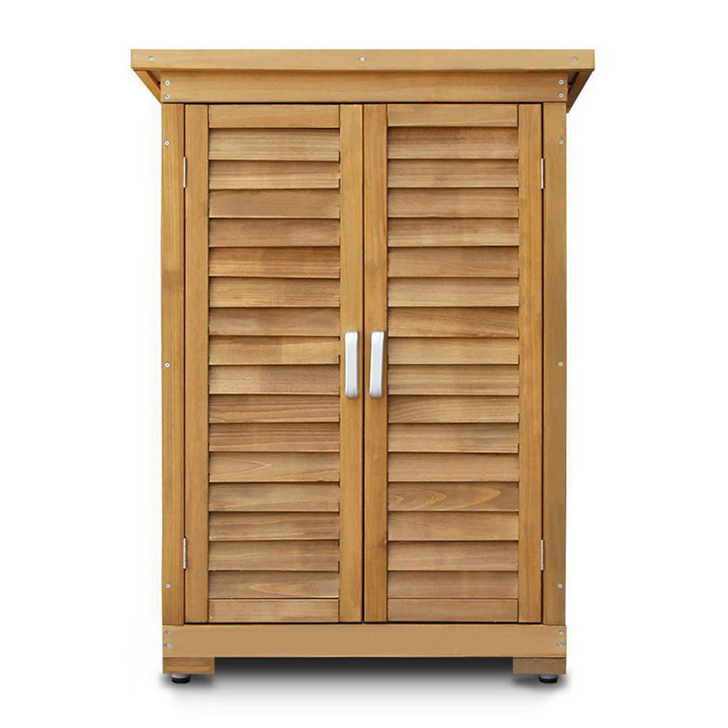 Eco-Friendly Flat Pack Lockable Small Waterproof Cedar Timber Wooden Balcony Backyard Patio Garden Tool Shed Outdoor Storage