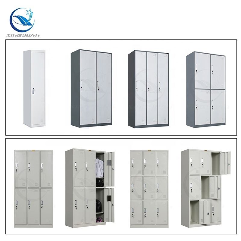 China supplier  Metal Warehouse office changing room lockable 2 door wardrobe almirah closet