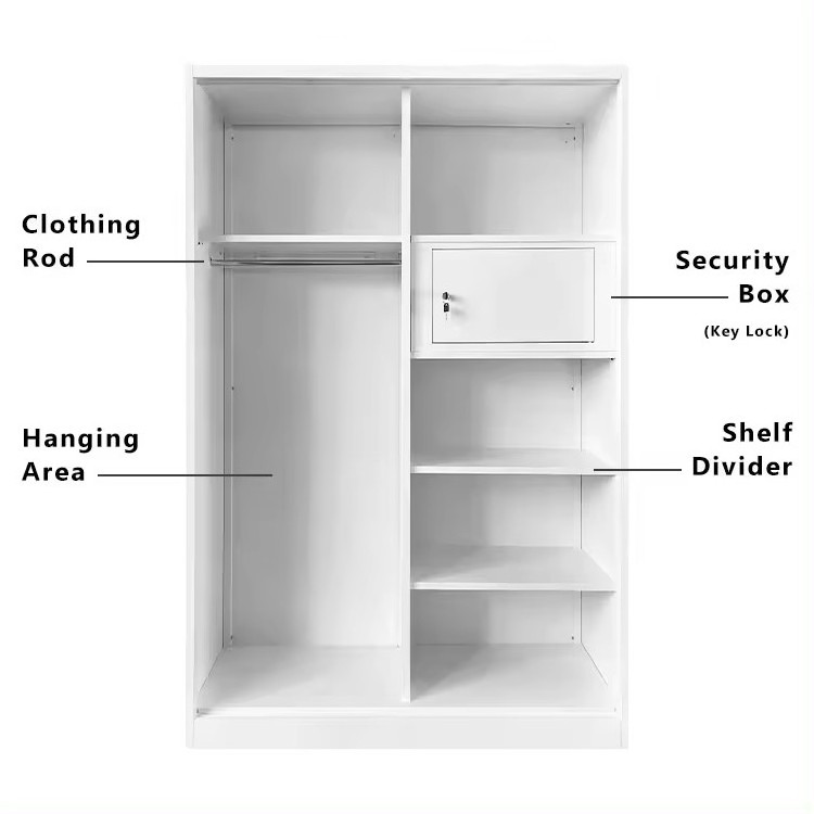 Bedroom furniture Steel Almirah wardrobe metal Wardrobe closet 2 Sliding Doors metal wardrobe with mirrors