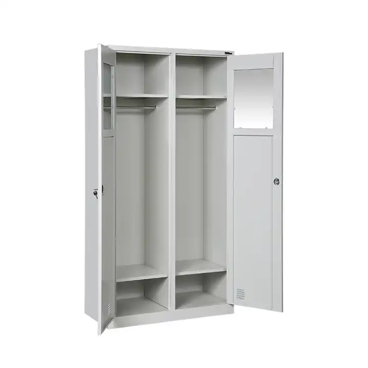 Xingyuan wholesale 2 door wardrobe closet steel wardrobe with mirror metal wardrobe