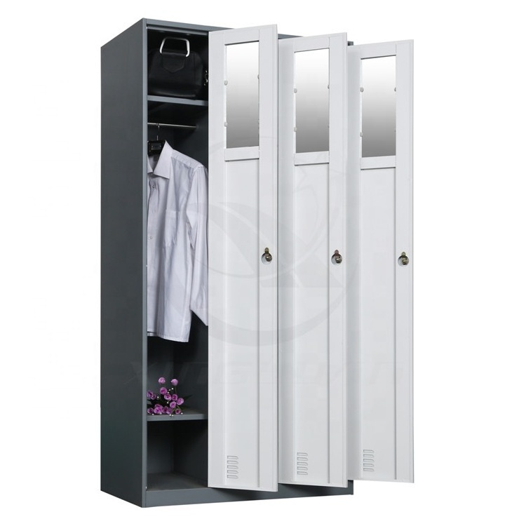 Henan luxury bedroom metal cupboard for clothes 3 door wardrobe prices