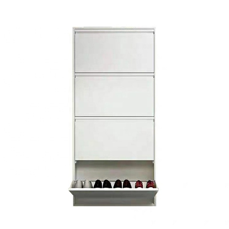 Xingyuan Living Room Furniture Metal Shoe Cabinet with 3 Flip Drawers Wall Mounted & No-Assembly Steel Shoe Storage Cabinet