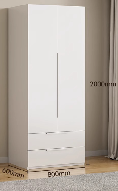 Home Furniture Steel Storage Cabinet Metal Locker 2 Door Wardrobe Armoire Closet with Hanging Rod for Bedroom