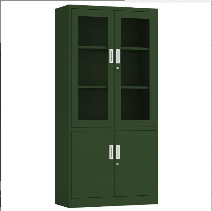 Hot Sale Customized Metal Storage Cabinet Steel Filing Cabinet Metal Cupboard With Glass And Metal Doors