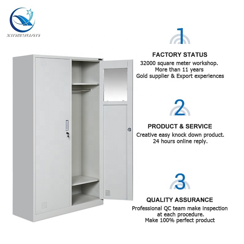 China supplier  Metal Warehouse office changing room lockable 2 door wardrobe almirah closet