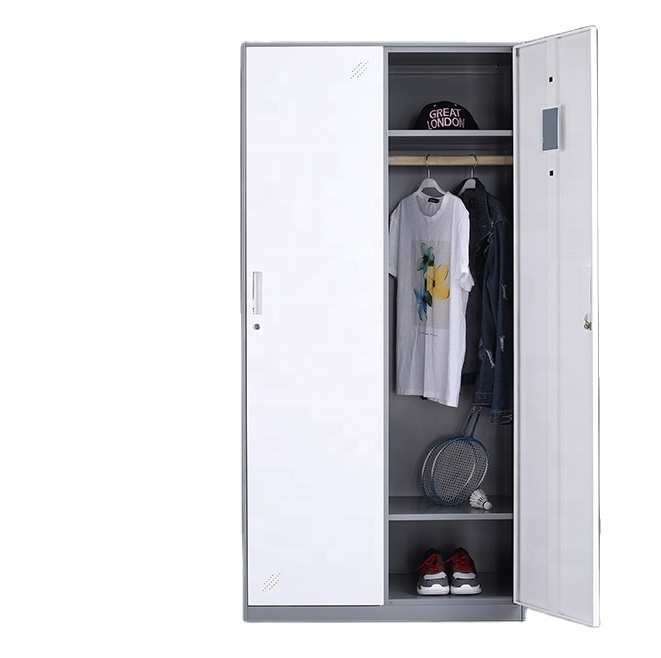 China supplier  Metal Warehouse office changing room lockable 2 door wardrobe almirah closet