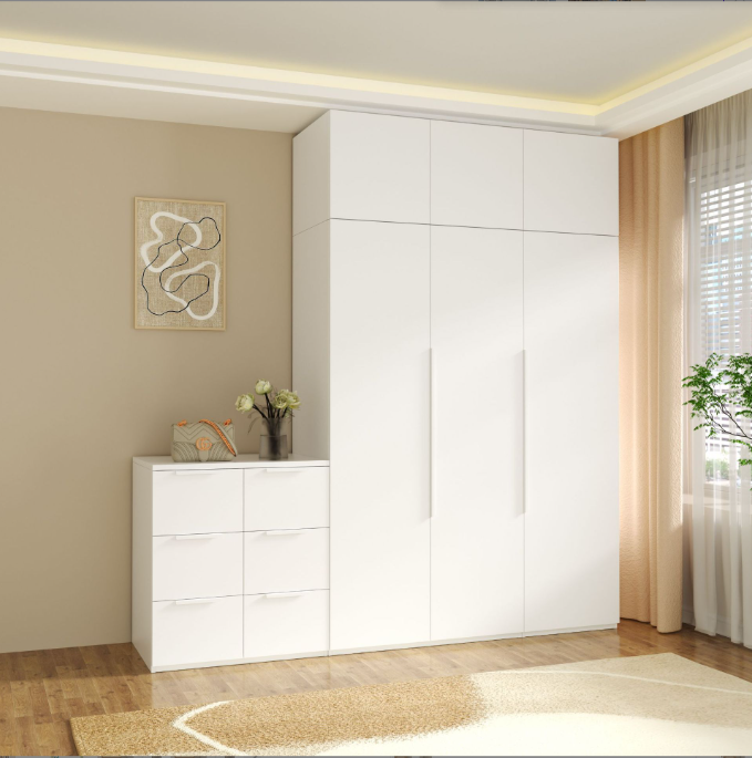 Home Furniture Steel Storage Cabinet Metal Locker 2 Door Wardrobe Armoire Closet with Hanging Rod for Bedroom