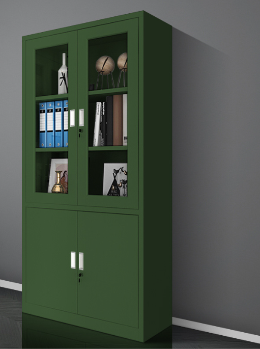 Hot Sale Customized Metal Storage Cabinet Steel Filing Cabinet Metal Cupboard With Glass And Metal Doors