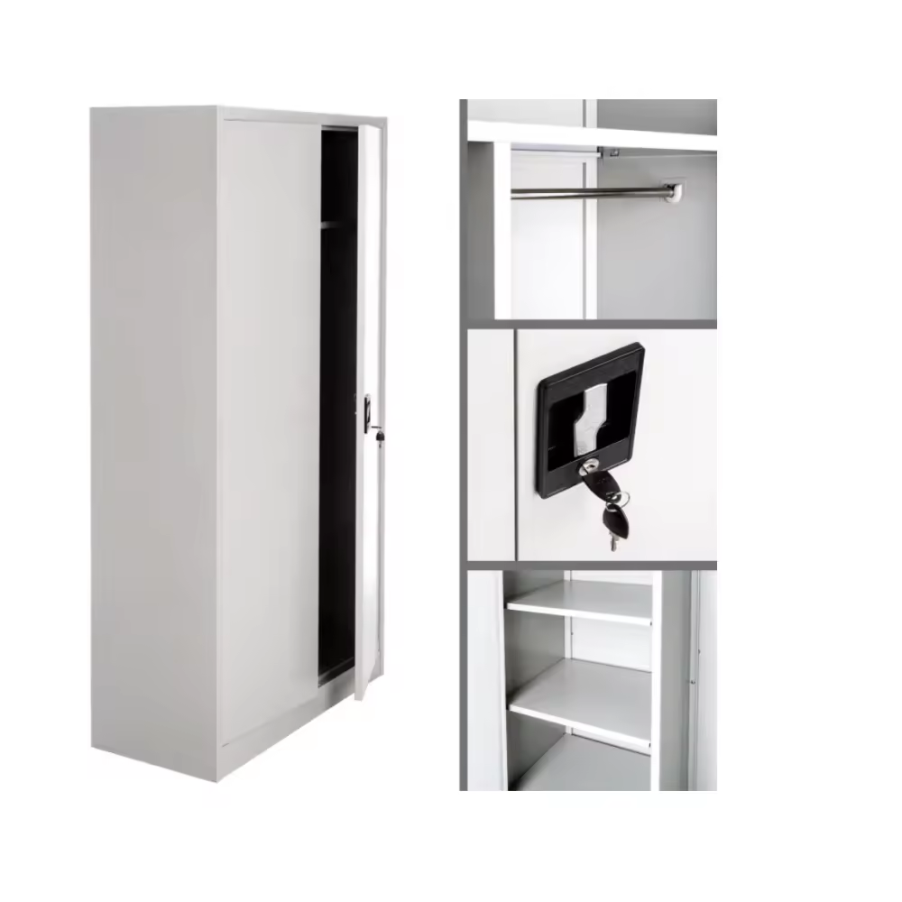 Xingyuan customized home office 2 door steel clothes wardrobes with mirror metal wardrobe closet